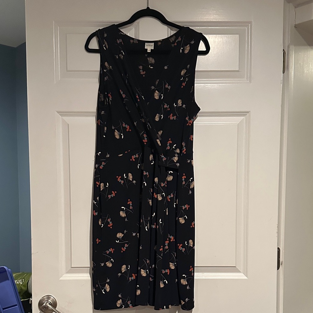 Kaileigh Black Midi Dress with Red and Beige Floral Print